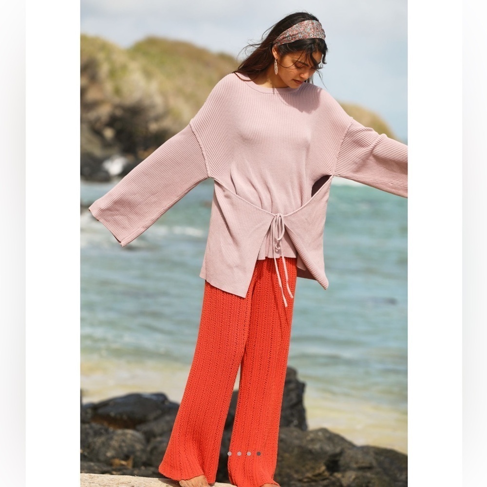 NWT FREE PEOPLE BRIG Pullover Sweater Large Dust Lavender $98 Retail NEW
